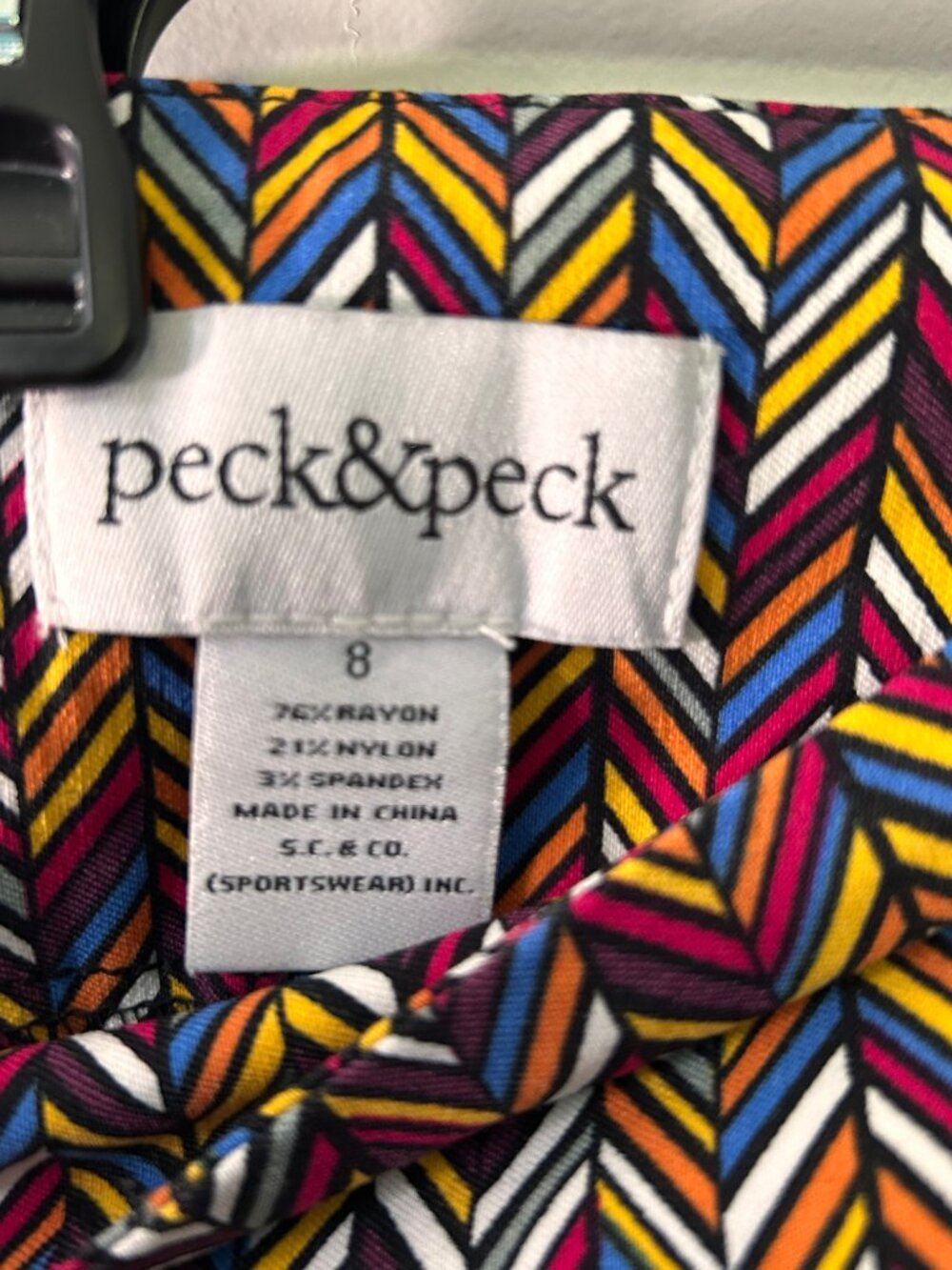Peck & Peck Multicolor Herringbone Print Ankle Pants Womens 8 Stretch Pull On - Picture 3 of 8